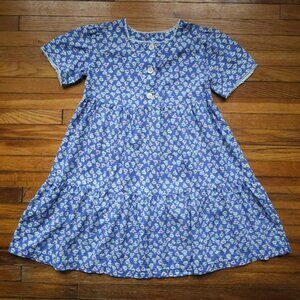 Lands' End - VTG Blue Short sleeve Dress with White Flowers Made in USA